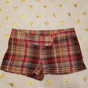Red Plaid Juniors Shorts